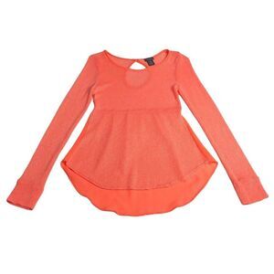 VTG Y2K 90s Rue 21 Babydoll Top Womens M Neon Orange Rave Mall Goth Streetwear
